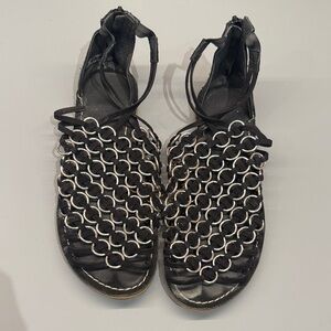 Elegant Black and Silver Women's Sandals